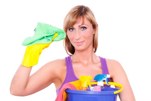 Professional commercial cleaning in an office lobby