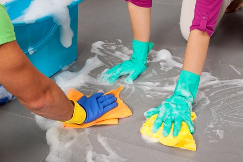 Deep cleaning supplies and organized seasonal home maintenance setup