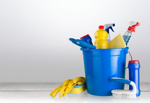Cleaner preparing a vacation rental bathroom