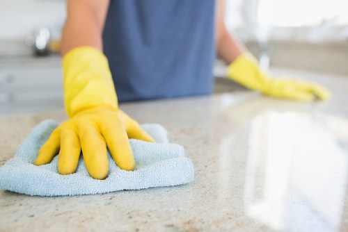 Kitchen area being deep cleaned during end of tenancy cleaning